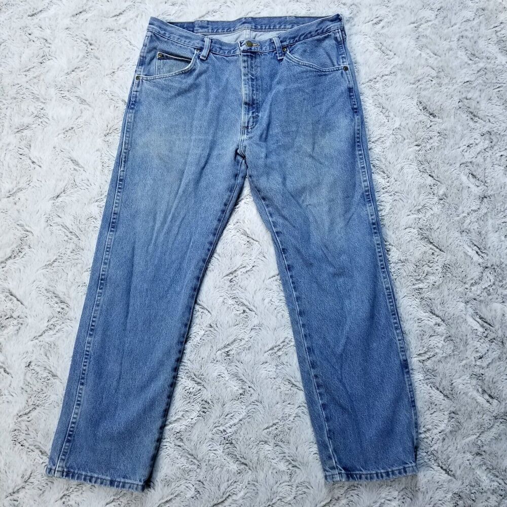 Wrangler Jeans Mens 36x29 Blue Regular Straight Medium Wash American Denim
